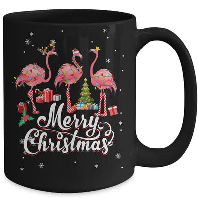 Funny Flamingo Lights Santa Hat Xmas Tree Christmas Mug | teecentury