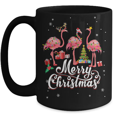 Funny Flamingo Lights Santa Hat Xmas Tree Christmas Mug | teecentury