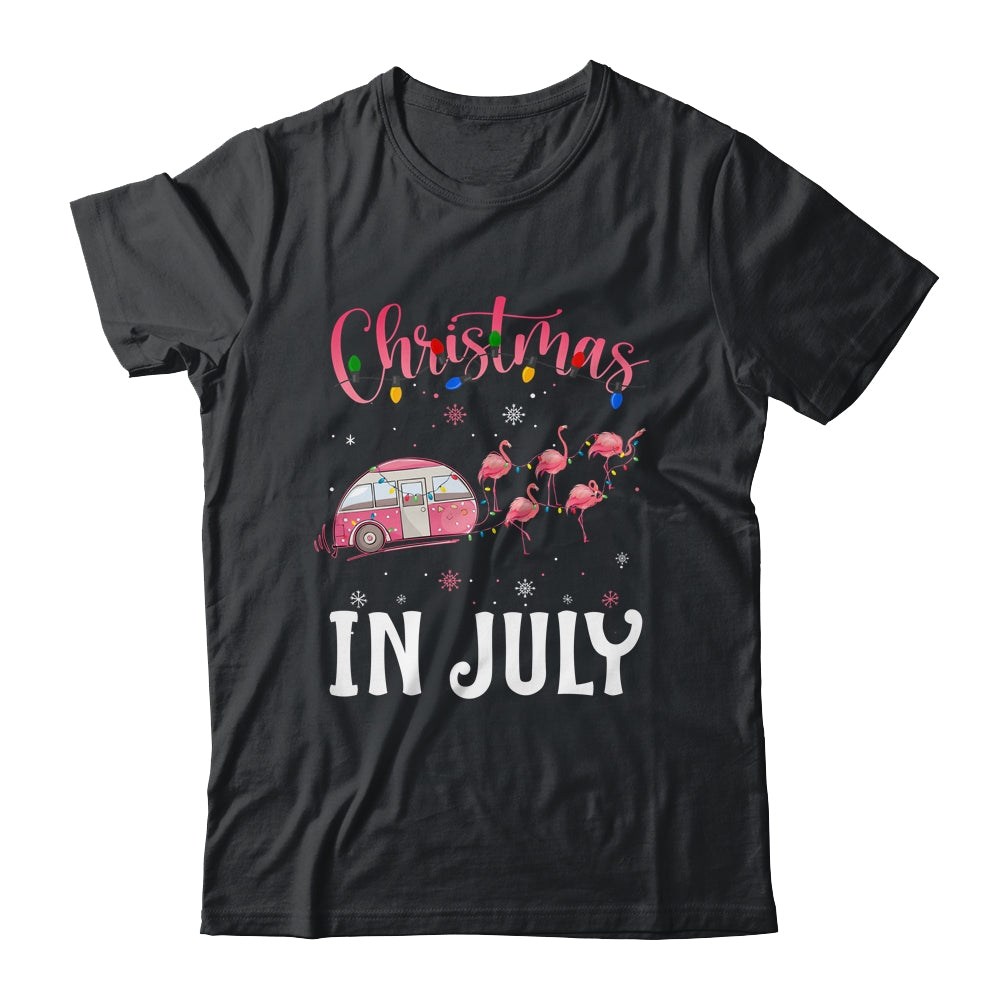 Funny Flamingo Pink Retro Camping Car Christmas In July T-Shirt & Tank Top | Teecentury.com
