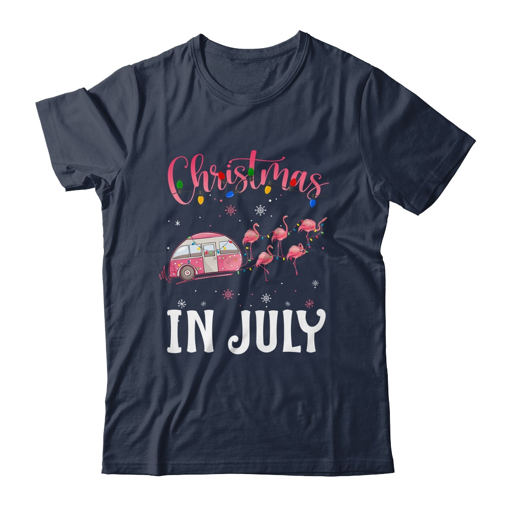 Funny Flamingo Pink Retro Camping Car Christmas In July T-Shirt & Tank Top | Teecentury.com