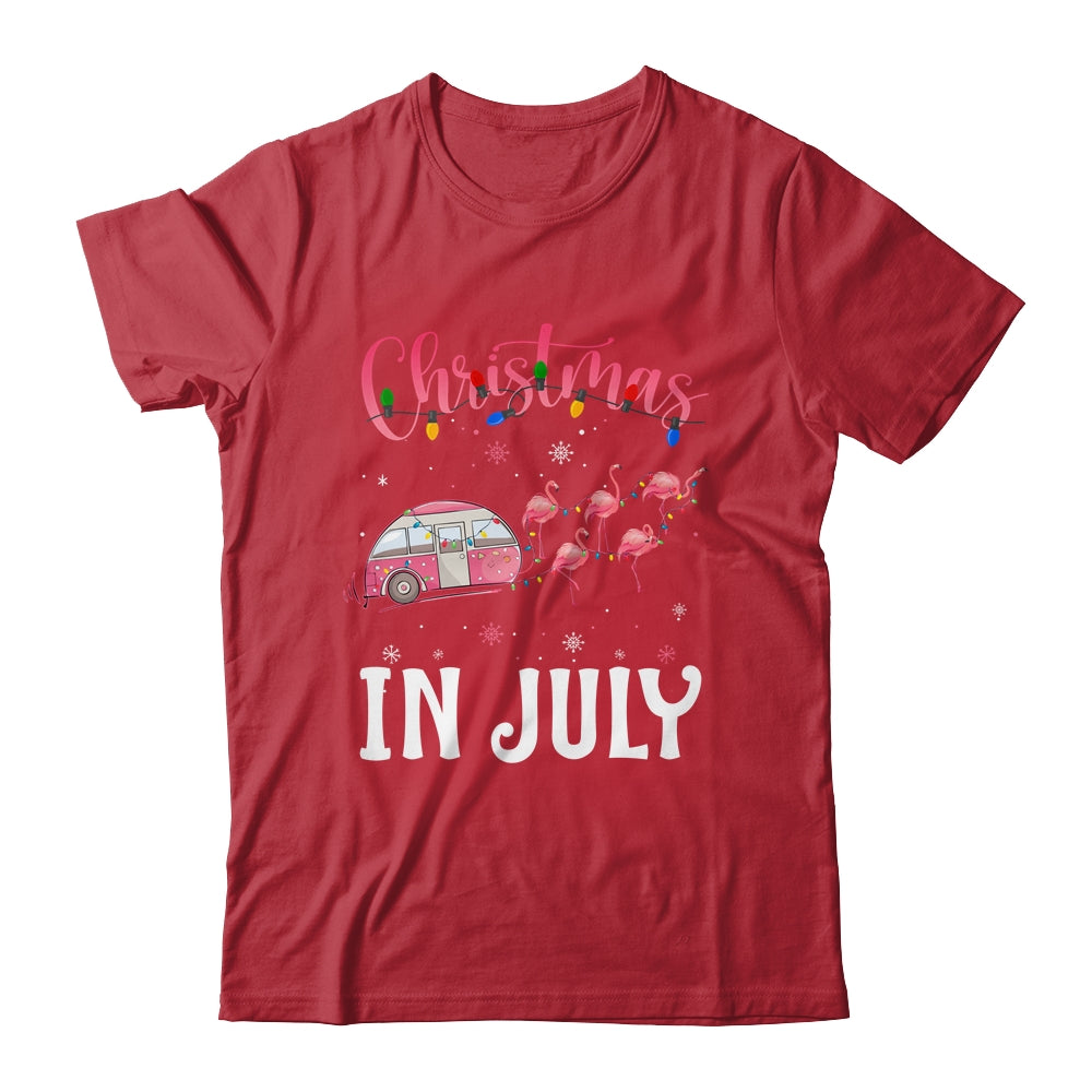 Funny Flamingo Pink Retro Camping Car Christmas In July T-Shirt & Tank Top | Teecentury.com