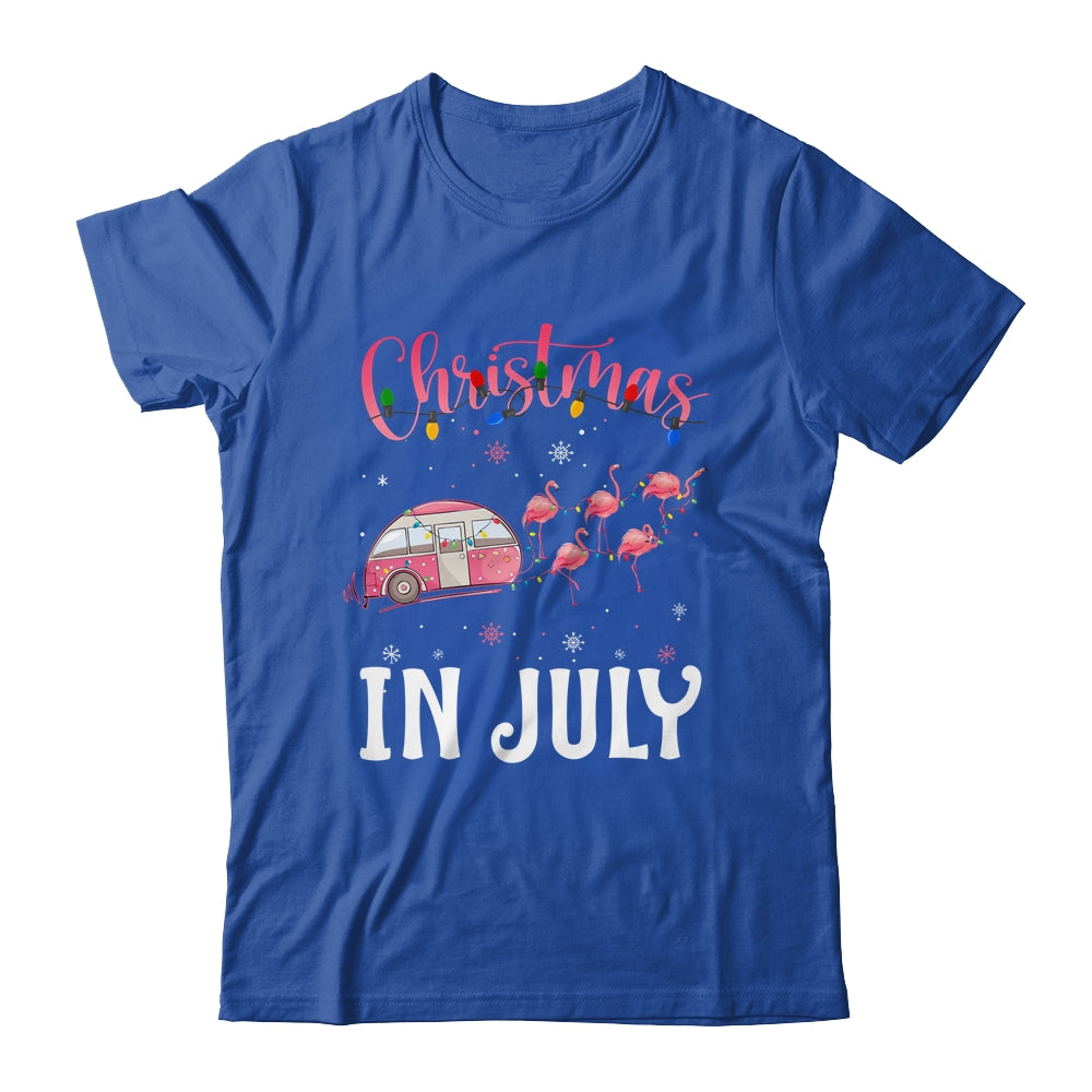 Funny Flamingo Pink Retro Camping Car Christmas In July T-Shirt & Tank Top | Teecentury.com