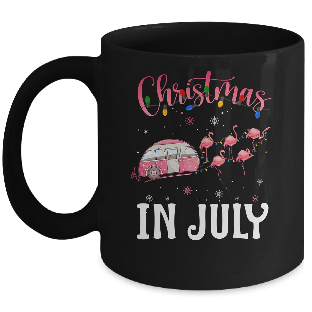 Funny Flamingo Pink Retro Camping Car Christmas In July Mug Coffee Mug | Teecentury.com