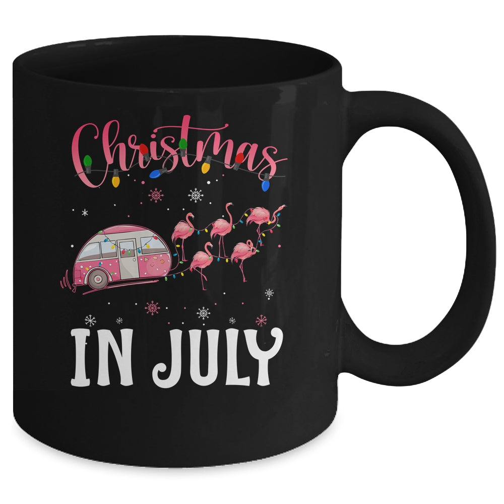 Funny Flamingo Pink Retro Camping Car Christmas In July Mug Coffee Mug | Teecentury.com