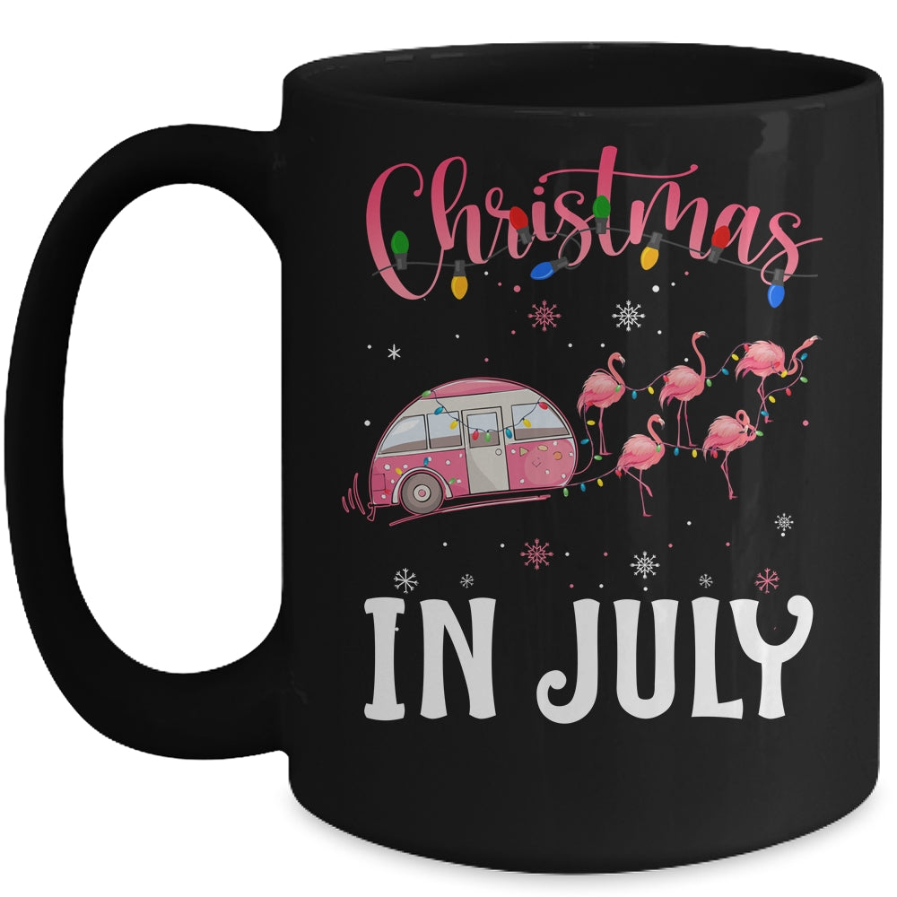 Funny Flamingo Pink Retro Camping Car Christmas In July Mug Coffee Mug | Teecentury.com