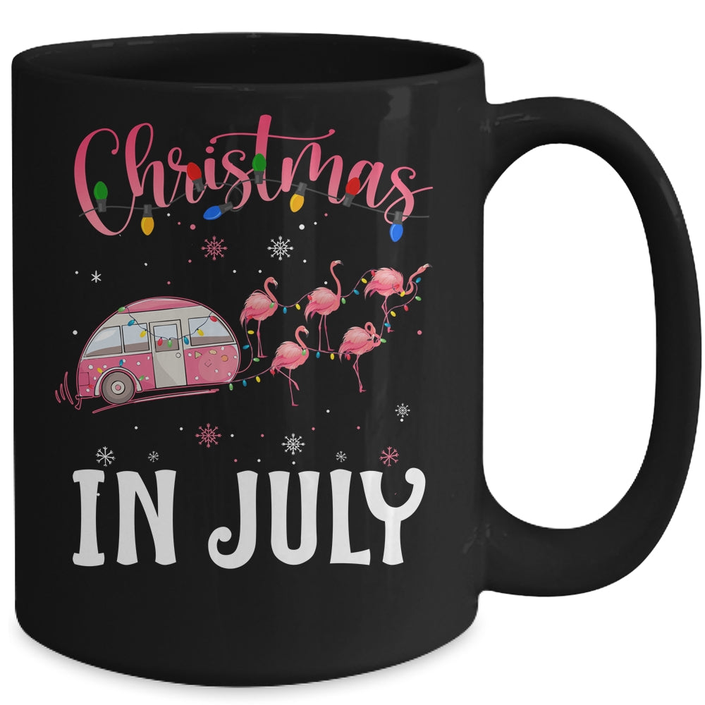 Funny Flamingo Pink Retro Camping Car Christmas In July Mug Coffee Mug | Teecentury.com
