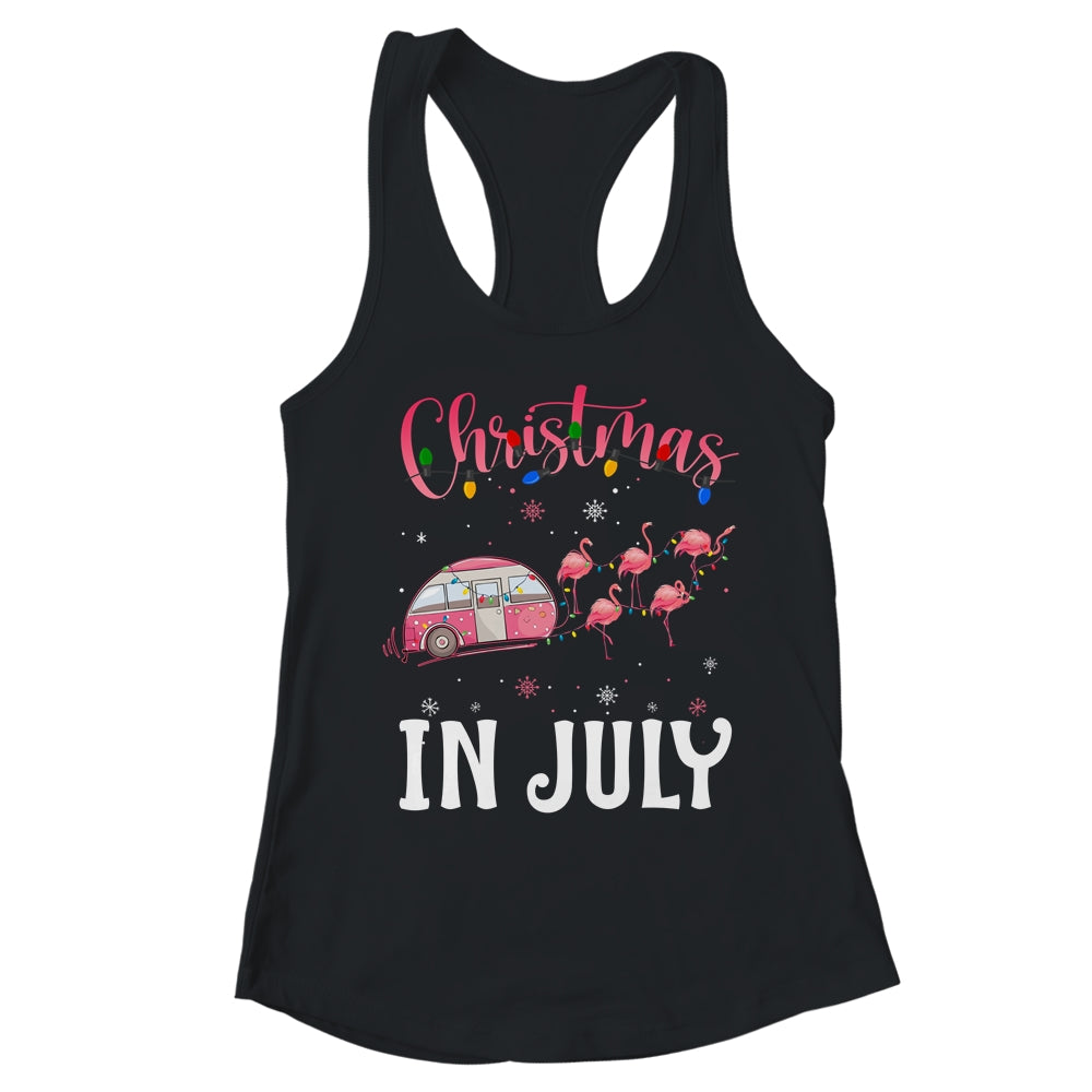 Funny Flamingo Pink Retro Camping Car Christmas In July T-Shirt & Tank Top | Teecentury.com