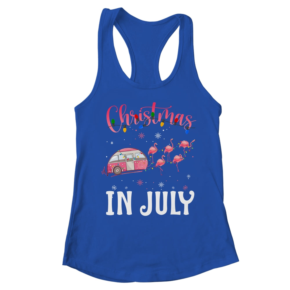 Funny Flamingo Pink Retro Camping Car Christmas In July T-Shirt & Tank Top | Teecentury.com