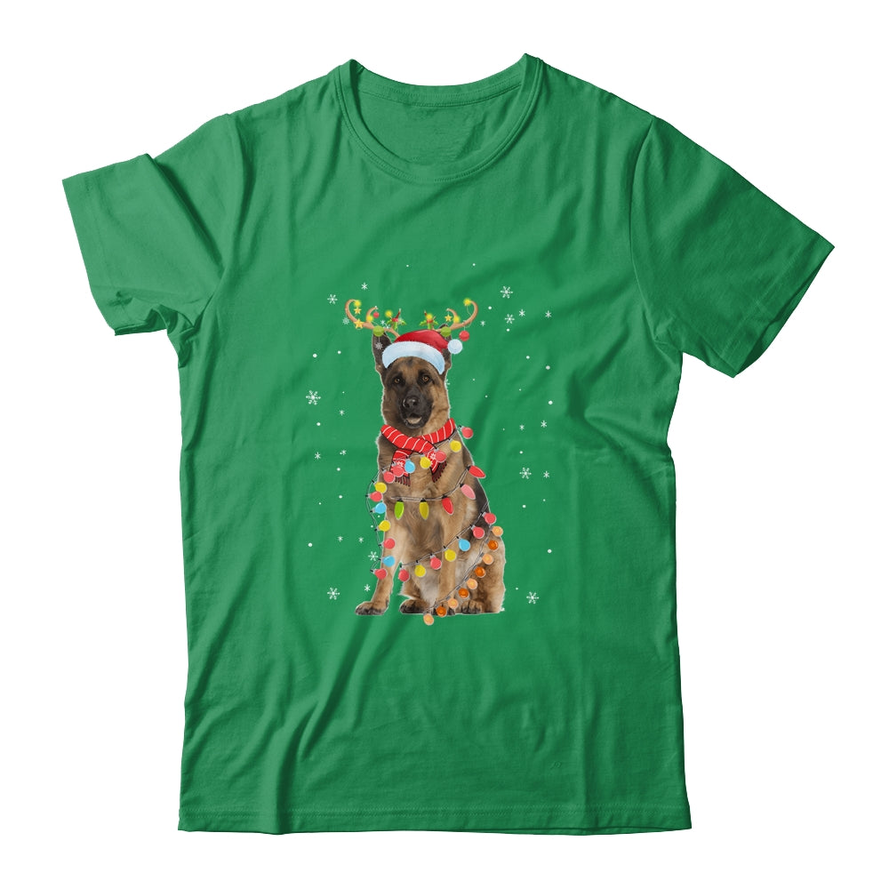 Funny German Shepherd Christmas Tree Santa Reindeer Pajamas T-Shirt & Sweatshirt | Teecentury.com