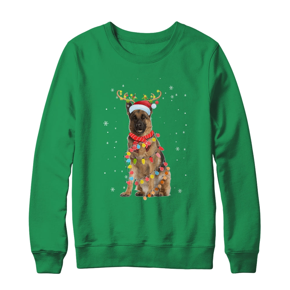 Funny German Shepherd Christmas Tree Santa Reindeer Pajamas T-Shirt & Sweatshirt | Teecentury.com