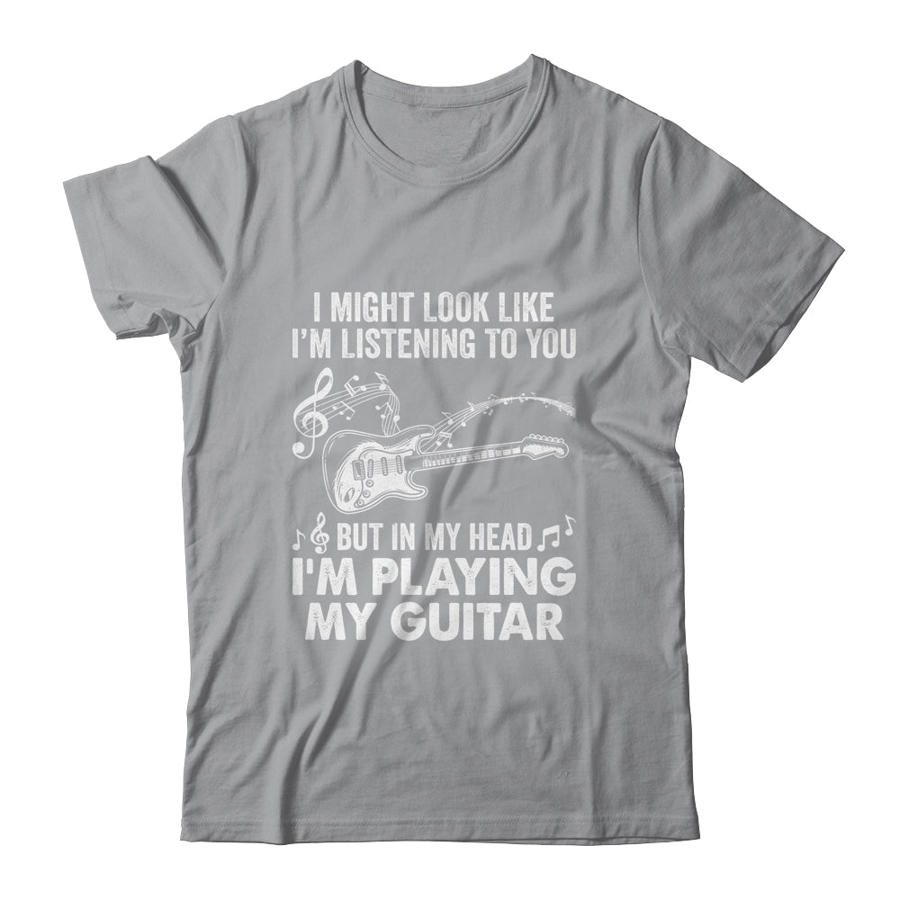 Guitar T-Shirt - 'I Might Look Like I'm Listening To You' Graphic Tee For Men & Women (Navy, 3XL)