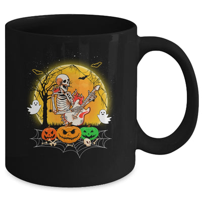 Funny Halloween Funny Skeleton Playing Guitar Pumpkin Boo Mug | teecentury