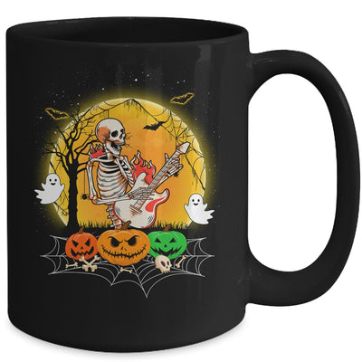 Funny Halloween Funny Skeleton Playing Guitar Pumpkin Boo Mug | teecentury