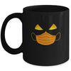 Funny Halloween Pumpkin Wearing A Mask Mug Coffee Mug | Teecentury.com