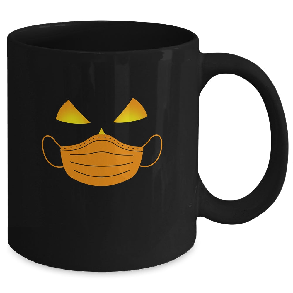Funny Halloween Pumpkin Wearing A Mask Mug Coffee Mug | Teecentury.com