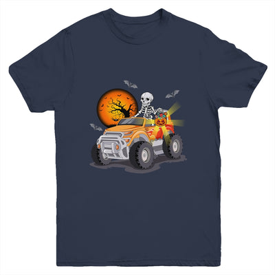 Funny Halloween Skeleton Monster Truck Boys Girls Youth Shirt | teecentury