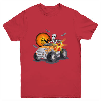 Funny Halloween Skeleton Monster Truck Boys Girls Youth Shirt | teecentury