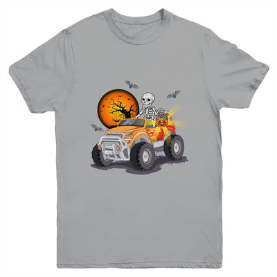 Funny Halloween Skeleton Monster Truck Boys Girls Youth Shirt | teecentury