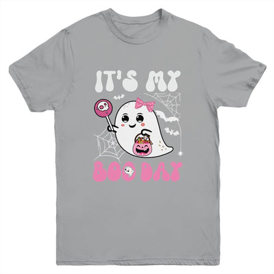 Funny Its My Boo Day Cute Halloween Birthday Ghost Pink Bow Youth Shirt | teecentury