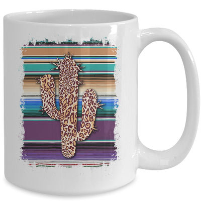 Funny Leopard Cactus Serape Cactus Print Turquoise Brown Mug Coffee Mug | Teecentury.com