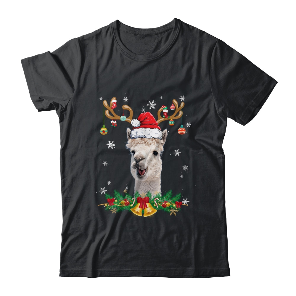 Funny Llama Reindeer Lights Ornament Santa Christmas Xmas Shirt & Sweatshirt | teecentury