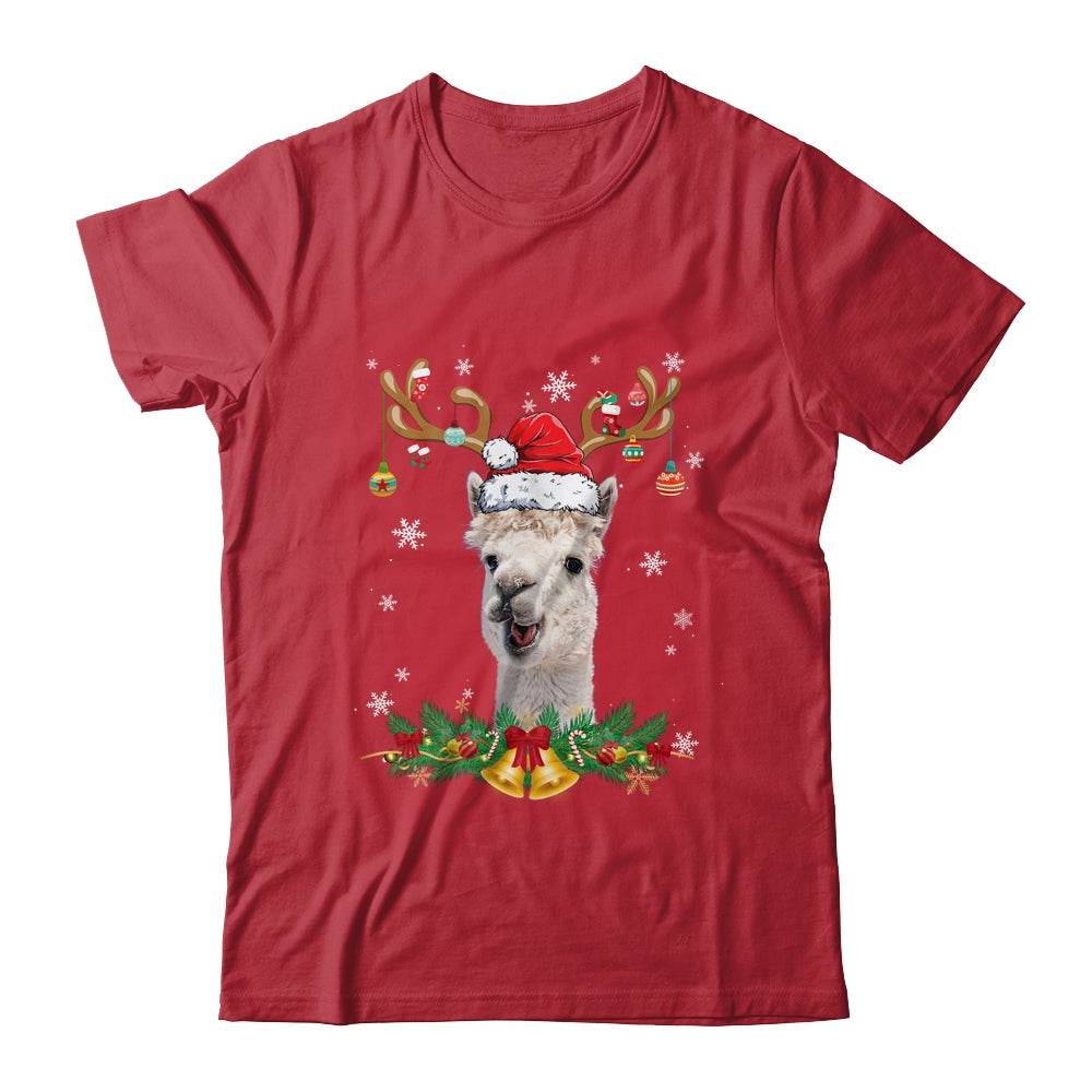 Funny Llama Reindeer Lights Ornament Santa Christmas Xmas Shirt & Sweatshirt | teecentury