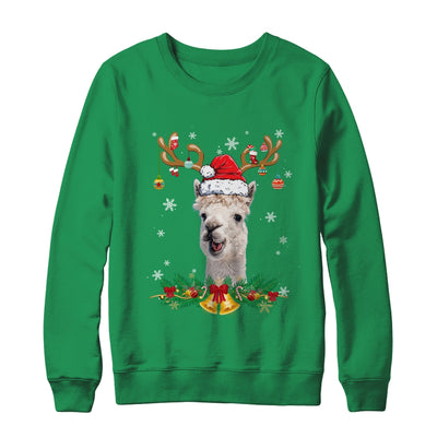 Funny Llama Reindeer Lights Ornament Santa Christmas Xmas Shirt & Sweatshirt | teecentury