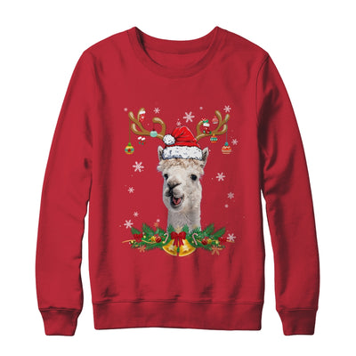 Funny Llama Reindeer Lights Ornament Santa Christmas Xmas Shirt & Sweatshirt | teecentury