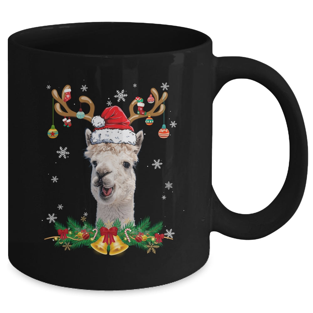 Funny Llama Reindeer Lights Ornament Santa Christmas Xmas Mug | teecentury
