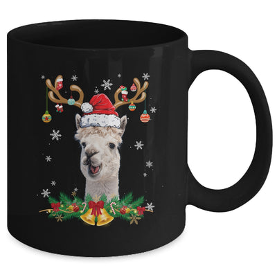 Funny Llama Reindeer Lights Ornament Santa Christmas Xmas Mug | teecentury