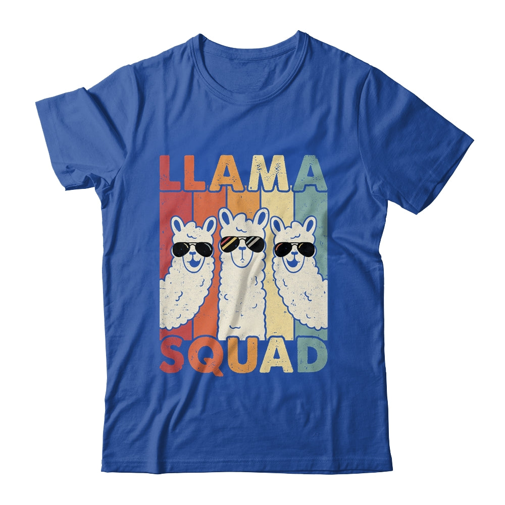 Retro 1980s Llama Shirt Funny Cute Llama Squad Birthday Gift