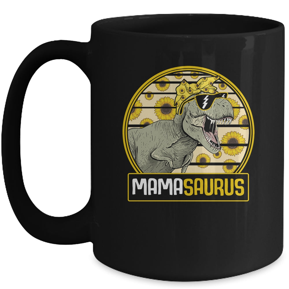 Funny Mama Saurus Sunflower Dinosaur Mom T Rex Mug Coffee Mug | Teecentury.com