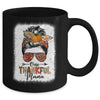 Funny Messy Bun One Thankful Mama Fall Autumn Thanksgiving Mug | teecentury