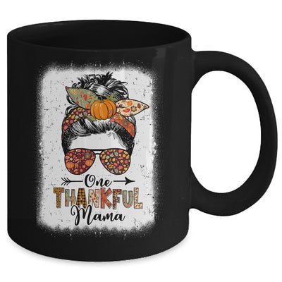 Funny Messy Bun One Thankful Mama Fall Autumn Thanksgiving Mug | teecentury