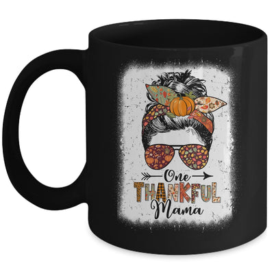 Funny Messy Bun One Thankful Mama Fall Autumn Thanksgiving Mug | teecentury