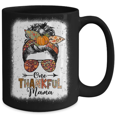 Funny Messy Bun One Thankful Mama Fall Autumn Thanksgiving Mug | teecentury