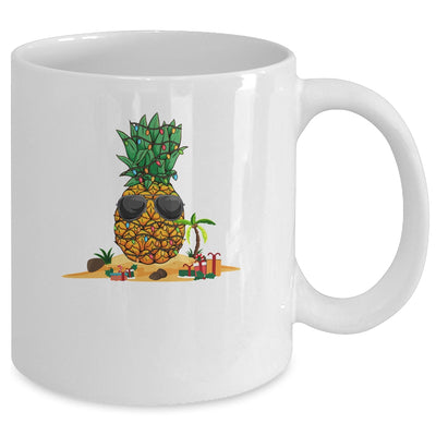 Funny Pineapple Hawaiian Hawaii Christmas Tree Lights Xmas Mug Coffee Mug | Teecentury.com