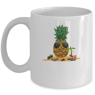 Funny Pineapple Hawaiian Hawaii Christmas Tree Lights Xmas Mug Coffee Mug | Teecentury.com