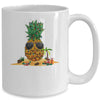 Funny Pineapple Hawaiian Hawaii Christmas Tree Lights Xmas Mug Coffee Mug | Teecentury.com