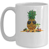 Funny Pineapple Hawaiian Hawaii Christmas Tree Lights Xmas Mug Coffee Mug | Teecentury.com