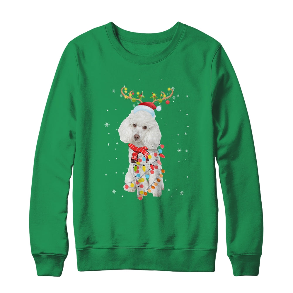 Funny Poodle Christmas Tree Santa Reindeer Pajamas T-Shirt & Sweatshirt | Teecentury.com