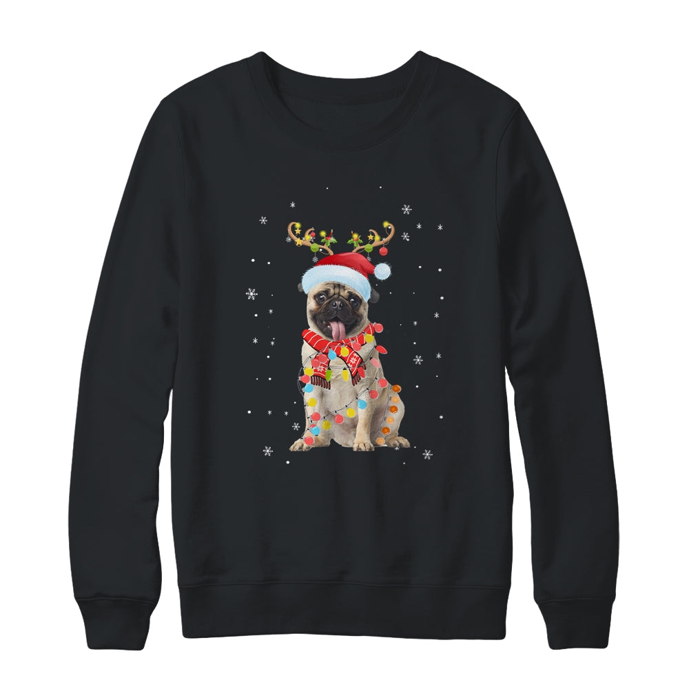 Funny Pug Christmas Tree Santa Reindeer Pajamas T-Shirt & Sweatshirt | Teecentury.com