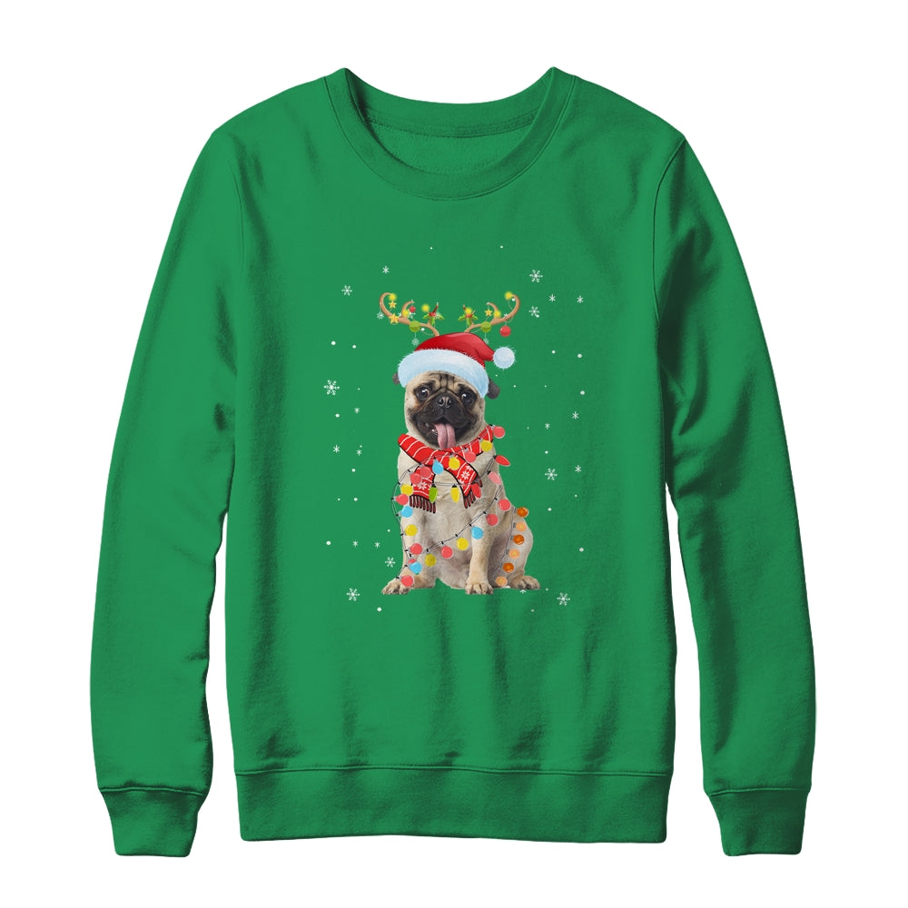 Funny Pug Christmas Tree Santa Reindeer Pajamas T-Shirt & Sweatshirt | Teecentury.com
