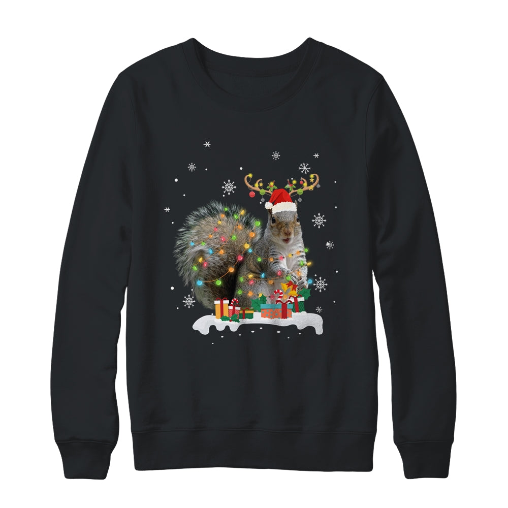 Funny Squirrel Christmas Reindeer Christmas Lights Pajama T-Shirt & Sweatshirt | Teecentury.com