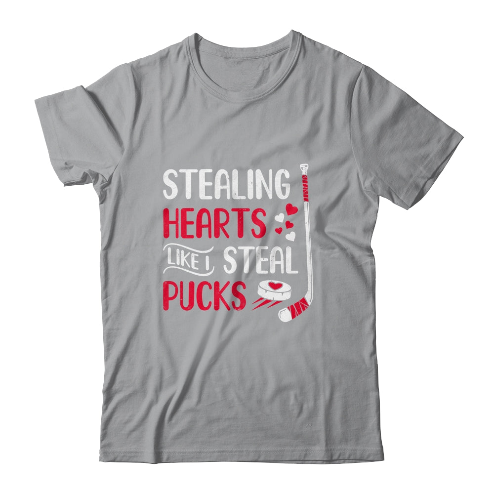 Funny Stealing Hearts Pucks Valentine's Day Hockey T-Shirt & Hoodie | Teecentury.com