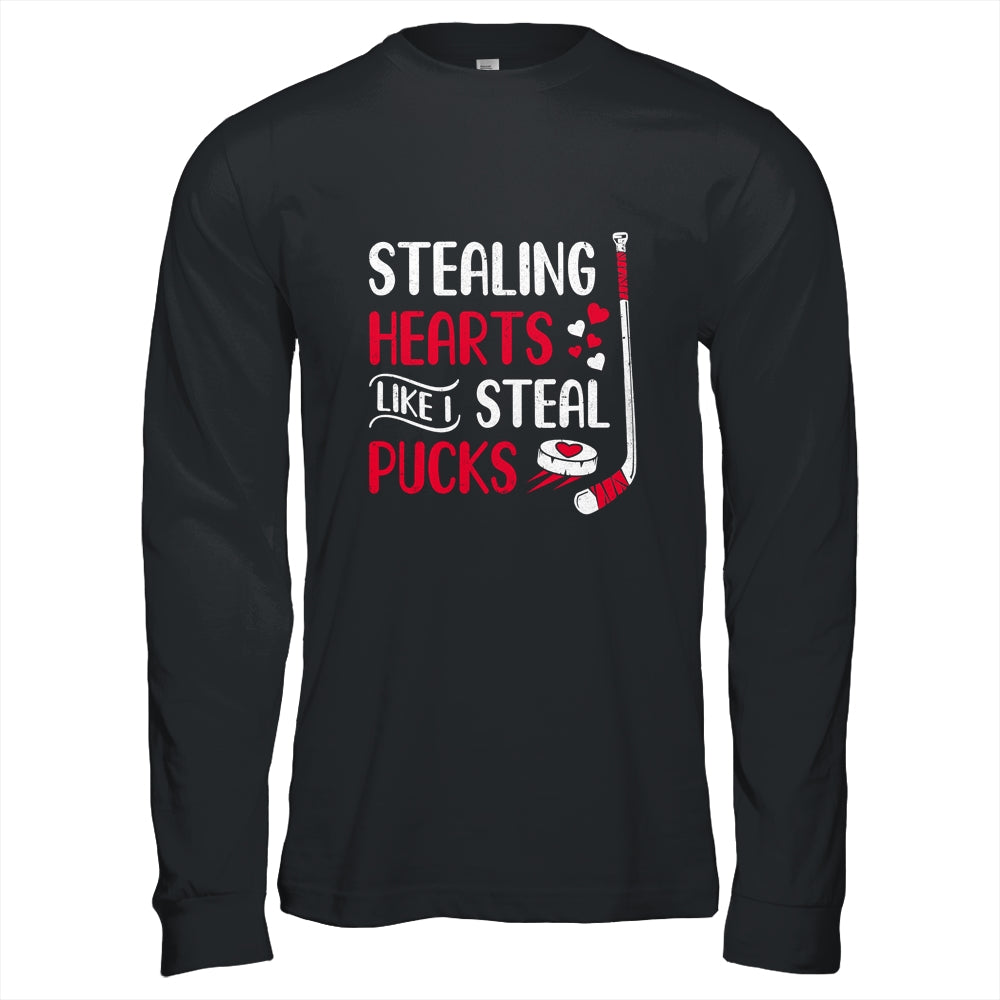 Funny Stealing Hearts Pucks Valentine's Day Hockey T-Shirt & Hoodie | Teecentury.com