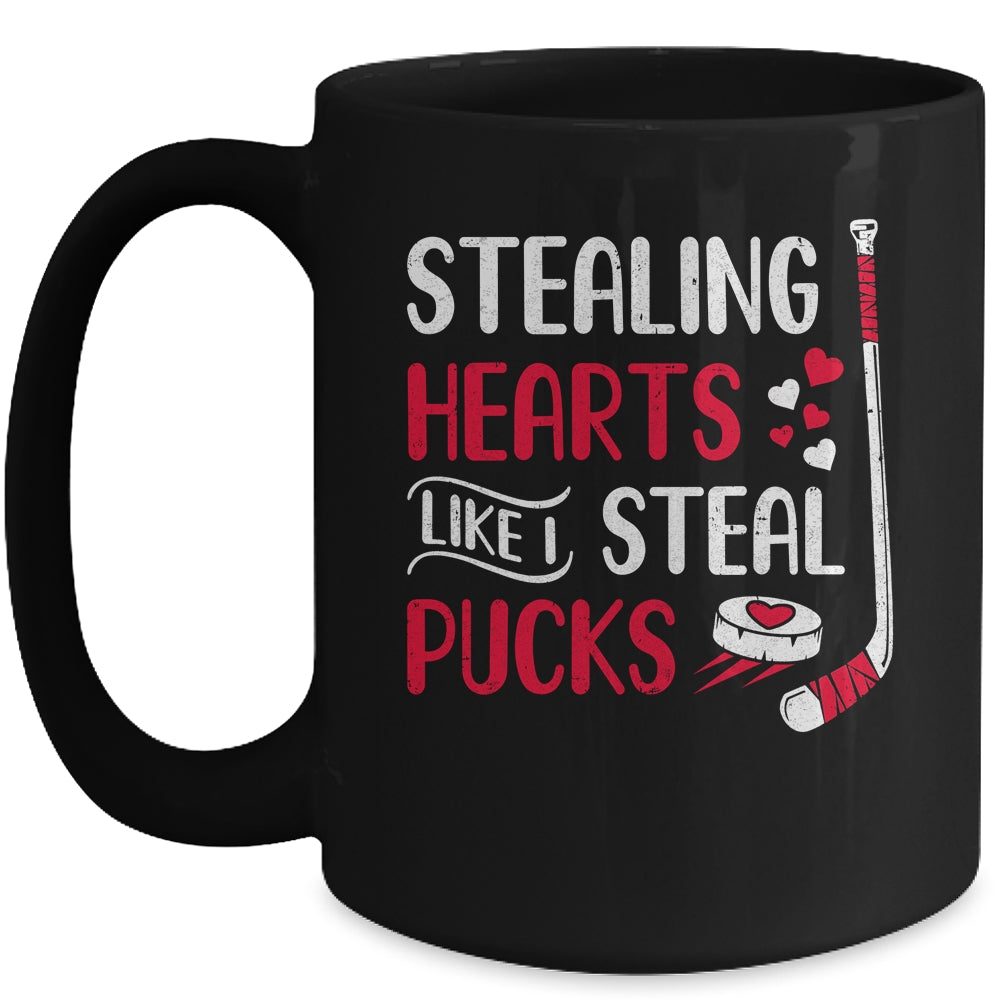 Funny Stealing Hearts Pucks Valentine's Day Hockey Mug Coffee Mug | Teecentury.com