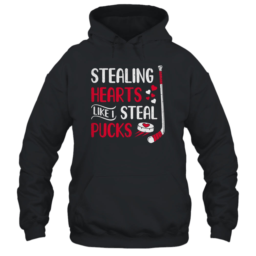 Funny Stealing Hearts Pucks Valentine's Day Hockey T-Shirt & Hoodie | Teecentury.com