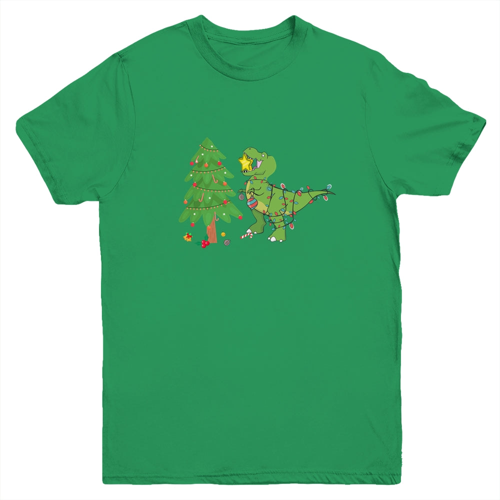 Funny Struggle Is Real Dinosaur Christmas Tree Star Youth Youth Shirt | Teecentury.com