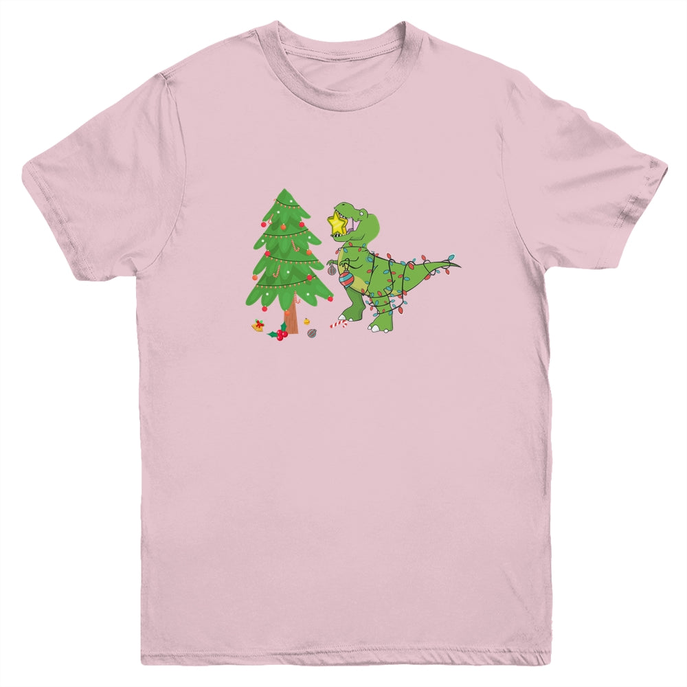 Funny Struggle Is Real Dinosaur Christmas Tree Star Youth Youth Shirt | Teecentury.com